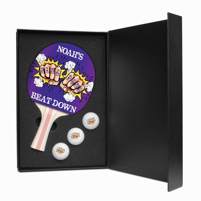 Infusion Ping Pong Paddle and Balls Boxed Gift Set (Design: Beat Down)
