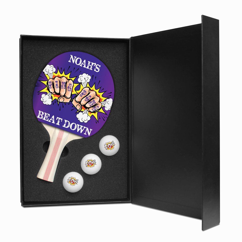 Infusion Ping Pong Paddle and Balls Boxed Gift Set (Design: Beat Down)