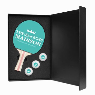 Ping Pong Paddle and Balls Boxed Gift Set (The Real Boss Design)