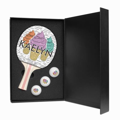 Infusion Ping Pong Paddle and Balls Boxed Gift Set (Ice Cream Cone Design)