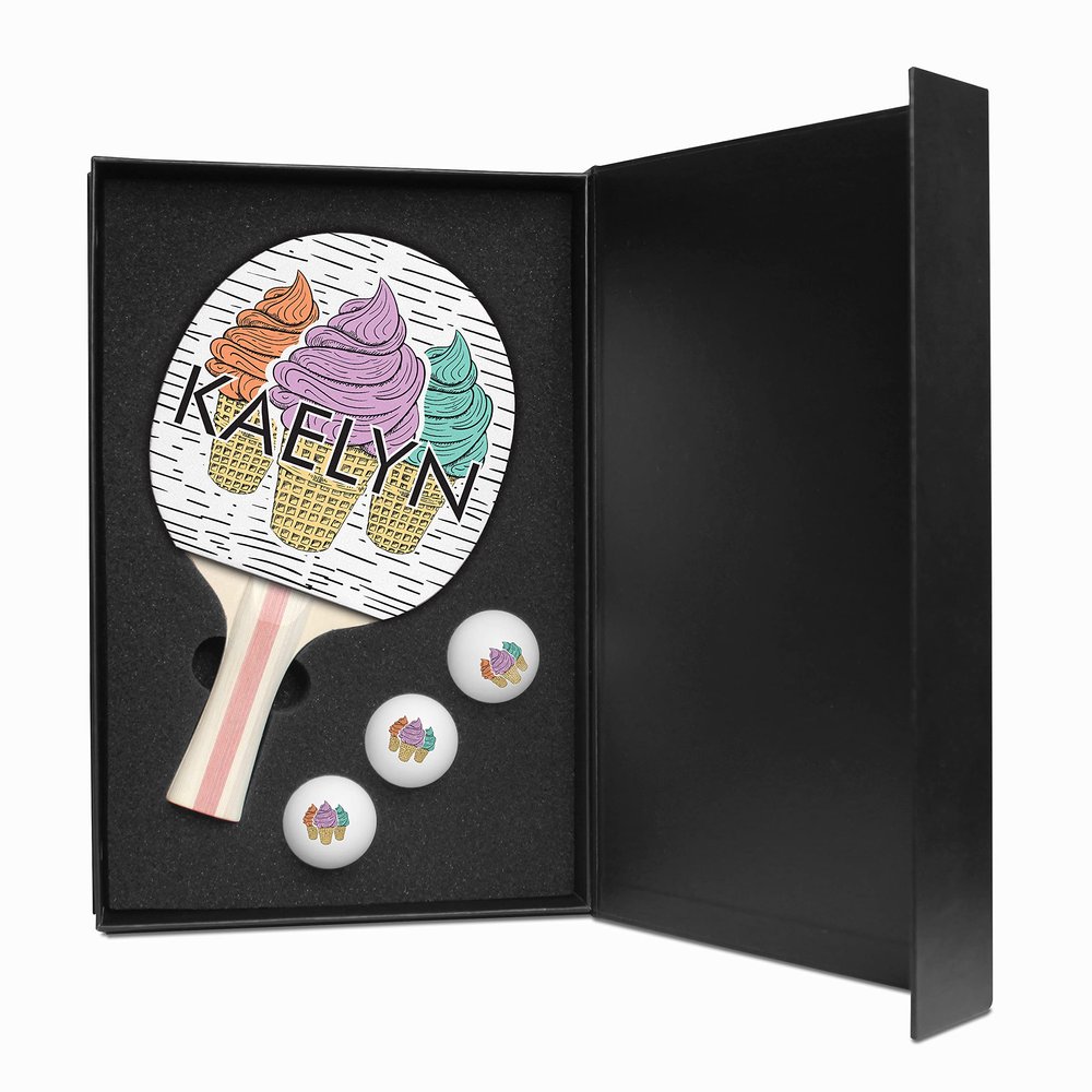 Infusion Ping Pong Paddle and Balls Boxed Gift Set (Ice Cream Cone Design)
