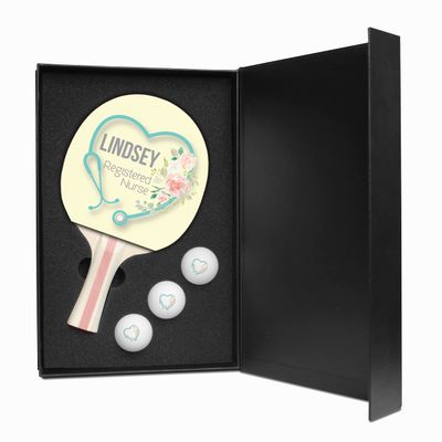 Infusion Table Tennis Paddle and Balls Gift Box Set (Registered Nurse Design)