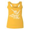 0013. Big Good Vibe Bones Hand Shaka Cool Vintage Hipster Graphic Women's Tank Top Racerback (Gold Large) view 1