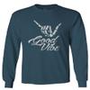0013. Big Good Vibe Bones Hand Shaka Cool Vintage Hipster Graphic Men's Long Sleeve t Shirt (Indigo Blue 2X Large)