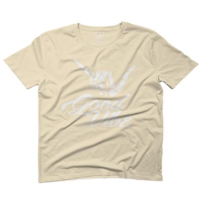0013. Big Good Vibe Bones Hand Shaka Cool Vintage Hipster Graphic for Men T Shirt (Beige 2X-Large)
