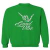 0013. Big Good Vibe Bones Hand Shaka Cool Vintage Hipster Graphic Men's Crewneck Sweatshirt (Irish Green X-Large) view 1