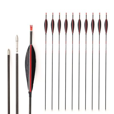1000 Spine Arrow 28 Inch Arrow Target Practice Arrow Hunting Arrow Carbon Arrows Compound Bow Recurve Bow Adult Youth Archery Indoor Outdoor Shooting Bullet Tip 12pc Black