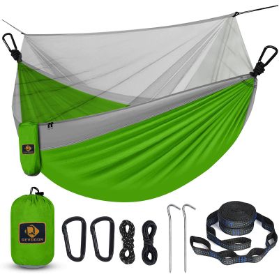 Camping Hammock with Net,Travel Portable Lightweight Hammocks with Tree Straps and Solid D-Shape Carabiners,Parachute Nylon Hammock for Outsides Backpacking Beach Backyard Patio Hiking