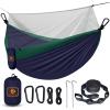 Camping Hammock with Net,Travel Portable Lightweight Hammocks with Tree Straps and Solid D-Shape Carabiners,Parachute Nylon Hammock for Outsides Backpacking Beach Backyard Patio Hiking view 1