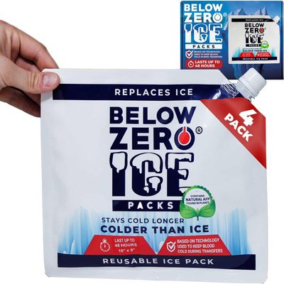 Below Zero Medium Reusable Ice Packs for Coolers Long Lasting Cooler Ice Pack Blocks, Leak-Proof Freezer Packs for Camping, Lunch Boxes & Travel Medium 10x9 (4-Pack)