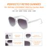 Freckles Mark Vintage Retro 70s Sunglasses for Women Men Classic Large Square Aviator Trendy Glasses (Transparent, Millimeters, 60) view 4