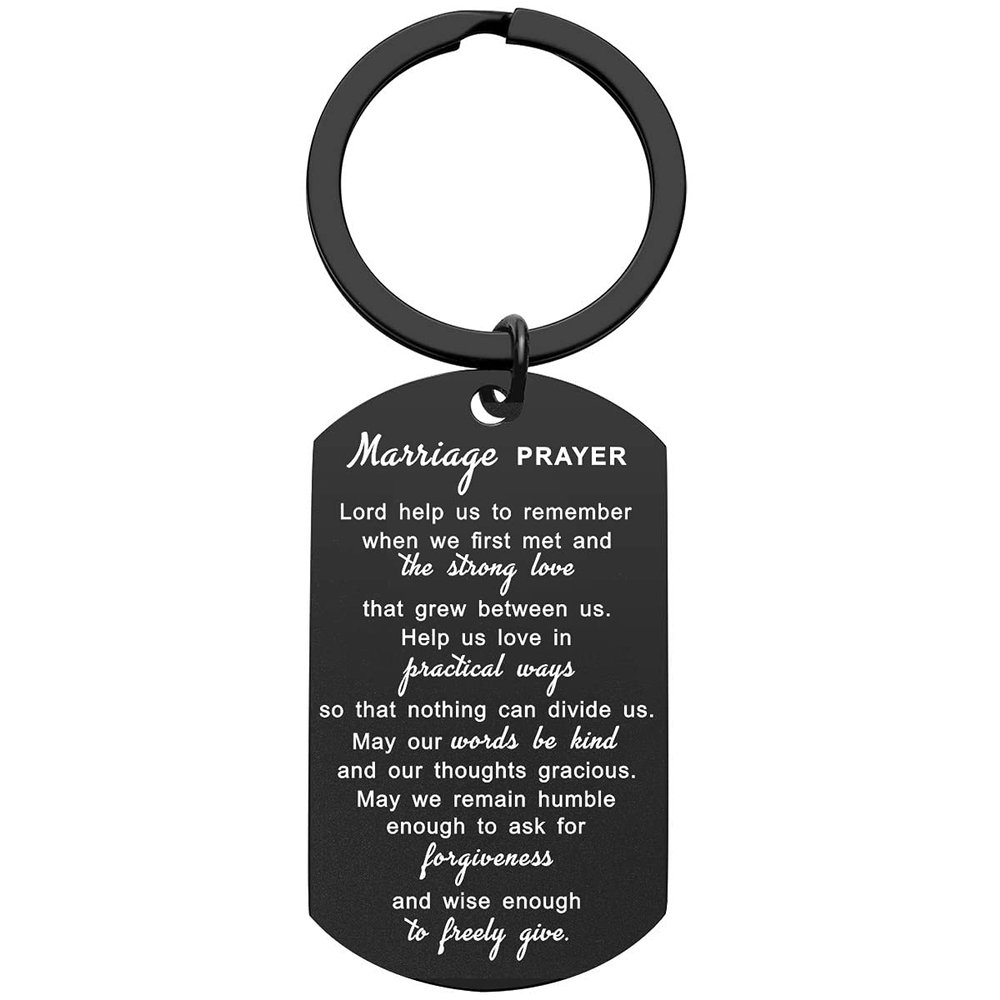 Queyuen Silver Marriage Prayer Keychain Wedding Anniversary Love Gifts for Men, Couples, Gift Givers