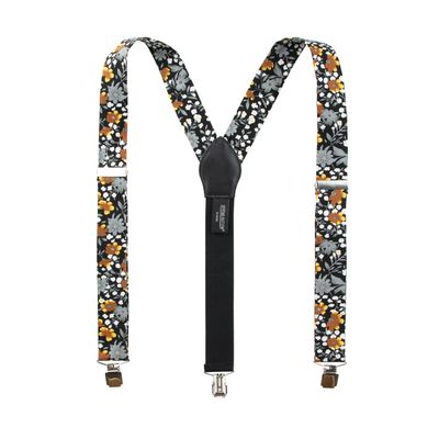 Spring Notion Men's Cotton Floral Suspenders, 41-Black/Mustard 48 Inch