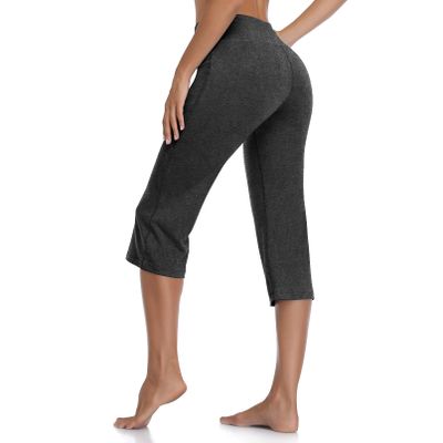 DAYOUNG Womens Bootcut Yoga Pants Capri Bootleg Flare Tummy Control Lounge Workout Running Pants Y57-Charcoal-S