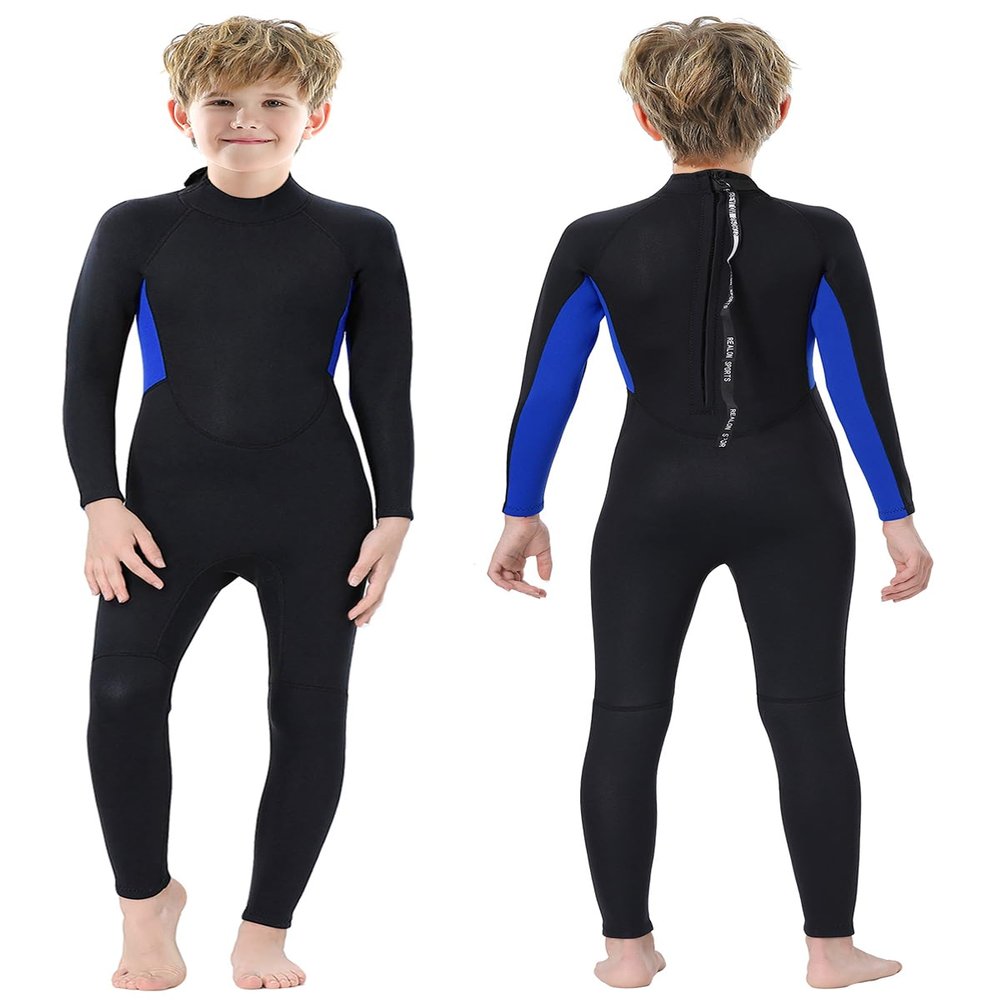 REALON Kids Full Wetsuit Toddler Boys Girls and Youth 2.5mm 3mm Neoprene Child Wet Suit Back Zipper Thermal Swimsuits for Diving Surfing Swimming Water Sprot
