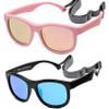 Hycredi Flexible Polarized Sunglasses with Strap for Baby Age 0-2 Years (Pink/Mirrored Pink + Black/Mirrored Blue) view 1