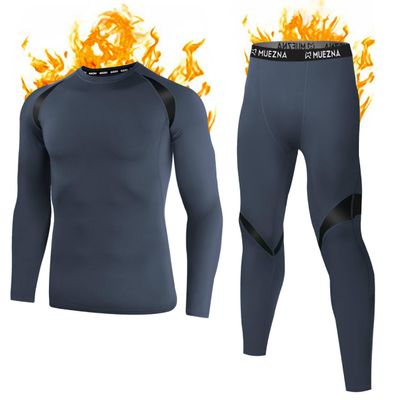 Muezna Men's Thermal Top and Bottom Set Underwear Long Johns Base Layer with Soft Fleece Lined Deep Grey