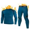 Muezna Men's Thermal Top and Bottom Set Underwear Long Johns Base Layer with Soft Fleece Lined Deep Blue view 1