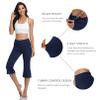 DAYOUNG Womens Bootcut Yoga Pants Capri Bootleg Flare Tummy Control Lounge Workout Running Pants Y57-Navy Blue-M view 4