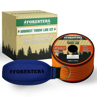 FORESTER Arborist Throw Line Kit | 9oz Throw Weight & 166ft Rope | Ultra Slick 100% Polyester Rope | Arborist Equipment For Tree Climbing