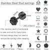 18 Pairs Stainless Steel Stud Earrings Set for Women Men Star Moon flower Heart Leaf Opal 20G Cartilage Earrings Hypoallergenic Flatback Earrings Piercing Jewelry view 2
