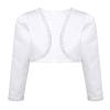 YOOJIA Kids Flower Girls Satin Bolero Shrug Long Sleeve Cardigan Princess Birthday Party Wedding Dress Cover Up White01 8 view 1