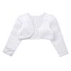 YOOJIA Kids Flower Girls Satin Bolero Shrug Long Sleeve Cardigan Princess Birthday Party Wedding Dress Cover Up White01 8 view 3