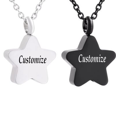 mingkejw Cremation Jewelry Star Urn Necklaces for Ashes for Women Stainless Steel Cremation Urn Memorial Pendant Necklace