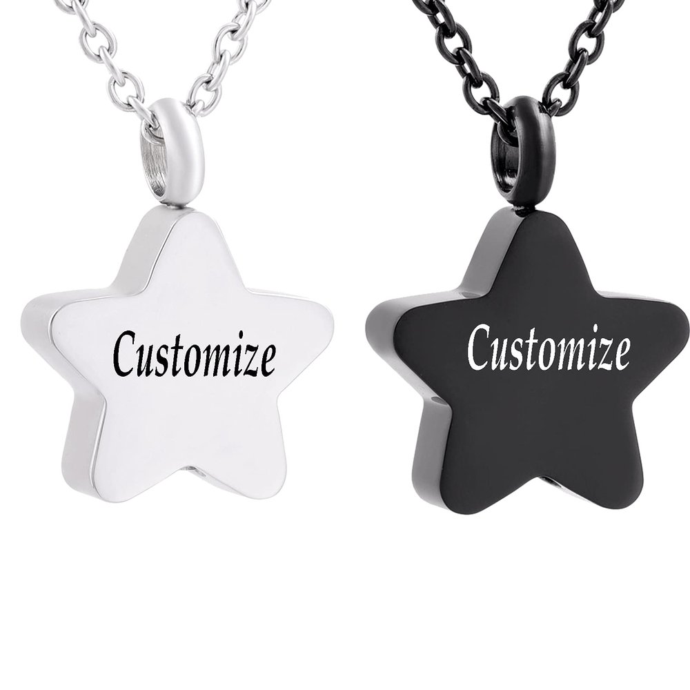 mingkejw Cremation Jewelry Star Urn Necklaces for Ashes for Women Stainless Steel Cremation Urn Memorial Pendant Necklace