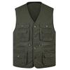 XINDSJDS Classic Summer Men Vest Cotton Button Multi Pocket 3 Colors Sleeveless Jacket with Many Pockets Light Army Green VES 5XL view 1