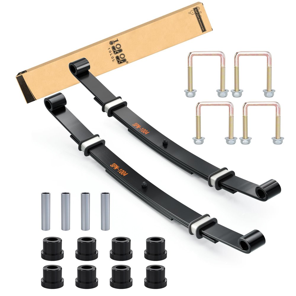 10L0L Golf Cart Heavy Duty Rear 3-Leaf Spring Kit for EZGO TXT Medalist 1995-2013 & MPT 800, HD Leaf Spring with Bushings Sleeves U Bolts, Replace OEM 70247-G01 70474G01 70505G01 603109
