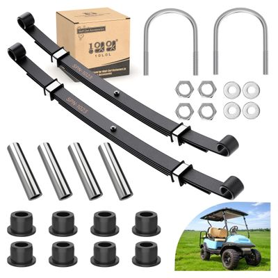 10L0L Golf Cart Heavy Duty 4-Leaf Rear Leaf Spring Kit for Club Car Precedent/Onward/Tempo 2004-up, with Bushings Sleeves U Bolts, Replace OEM 102509301 102513001
