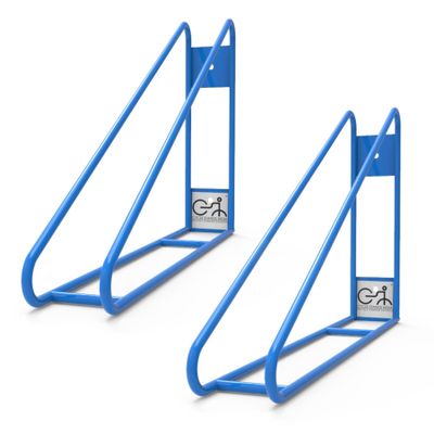 Cycle Stands India No Lift Vertical Bike Hanger Simple & Secure Space Saving Bike Wall Mount for Garage & Commercial Use Bicycle Holder for Mountain and Road Bikes - Blue, Pack of 2