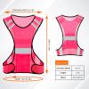 TCCFCCT Reflective Running Vest for Men Women, High Visibility Safety Vest with Large Pocket, Lightweight Reflective Running Gear for Motorcycling, Cycling, Jogging, Adjustable Waist, Pink , One Size view 3