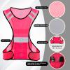 TCCFCCT Reflective Running Vest for Men Women, High Visibility Safety Vest with Large Pocket, Lightweight Reflective Running Gear for Motorcycling, Cycling, Jogging, Adjustable Waist, Pink , One Size view 4