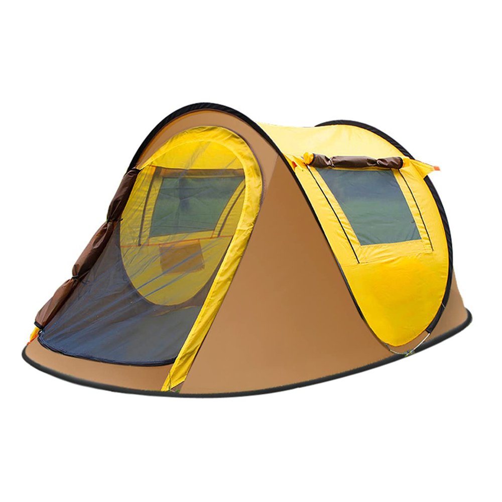 Beach Tent Sun Shade Shelter 3-4 Person Outdoor Camping Tent Camping Automatic Quick-Opening Tent,Yellow