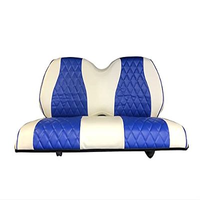 EZGO TXT/RXV & Club Car DS Front & Rear Golf Cart Seat Covers | Diamond Stitching |White&Blue|