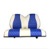 EZGO TXT/RXV & Club Car DS Front & Rear Golf Cart Seat Covers | Diamond Stitching |White&Blue| view 1