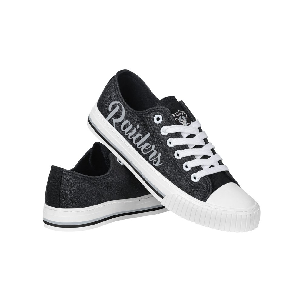 FOCO Las Vegas Raiders NFL Womens Color Glitter Canvas Shoes - 7