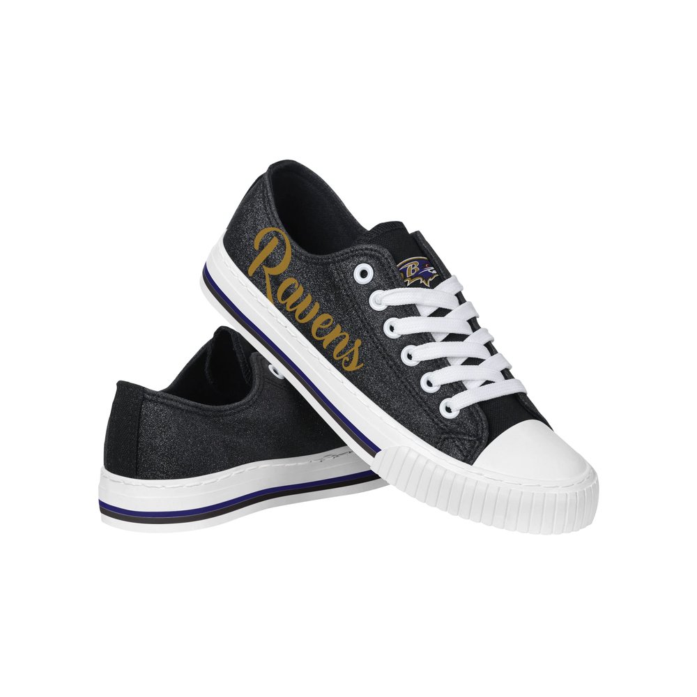 FOCO Baltimore Ravens NFL Womens Color Glitter Canvas Shoes - 8