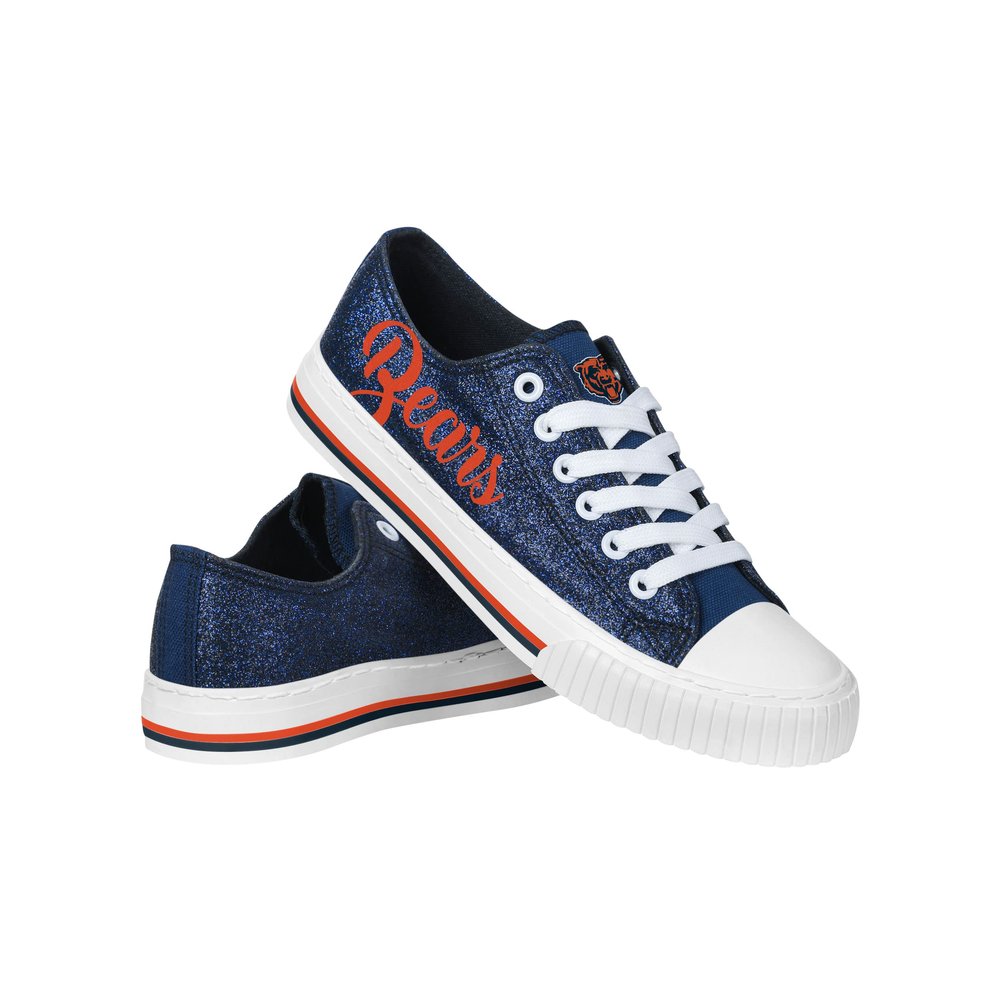 FOCO Chicago Bears NFL Womens Color Glitter Canvas Shoes - 8