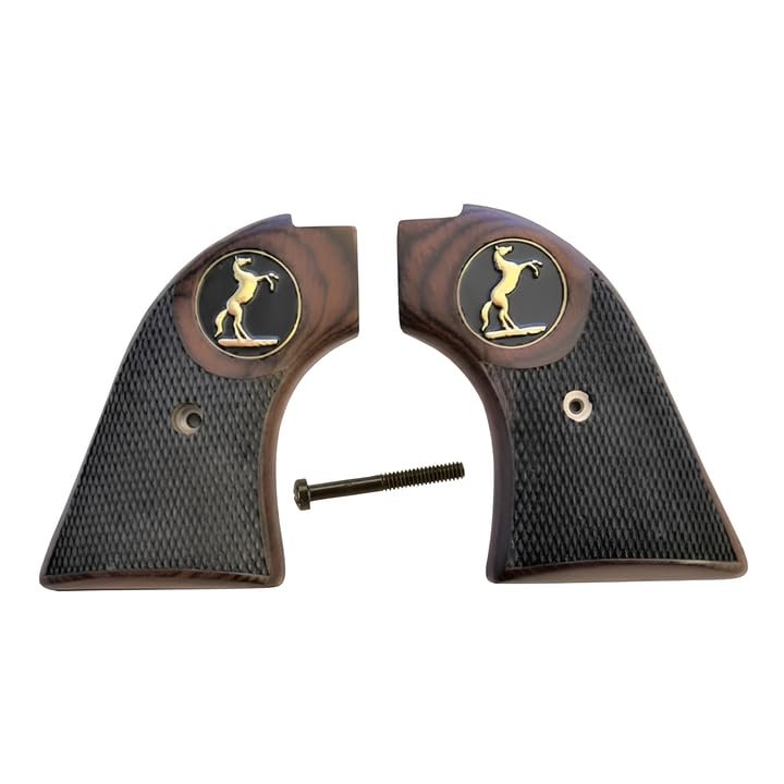 Premium Grips Compatible Replacement Heritage Arms Rough Rider Checkered Rosewood Grips w/Stud Medallion fits .22 & .22 mag