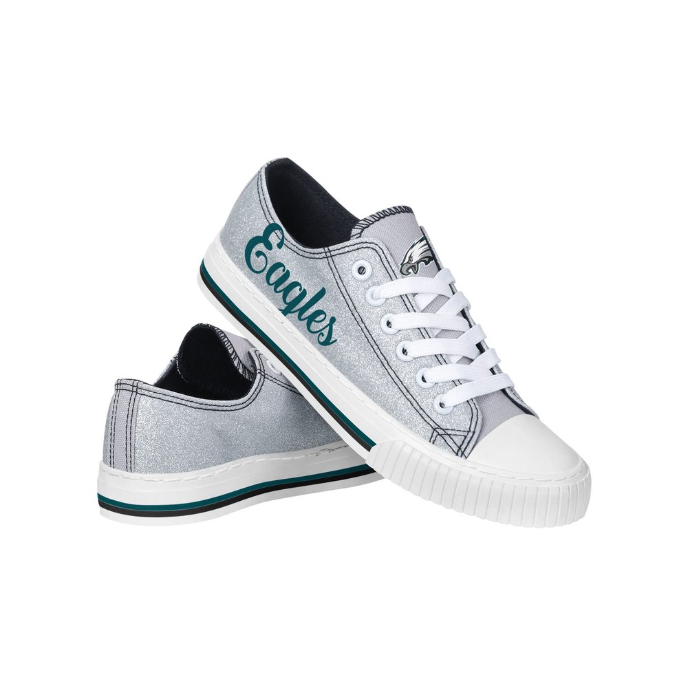 FOCO Philadelphia Eagles NFL Womens Color Glitter Canvas Shoes - 7