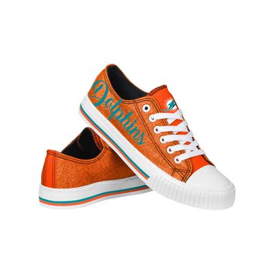 FOCO Miami Dolphins NFL Womens Color Glitter Canvas Shoes - 7