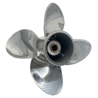 ARKDOZA 9.9x9 Polished Stainless Steel Outboard Propeller for Tohatsu Engines25/30HP 4 Blade 10 Spline Tooth RH SS Prop