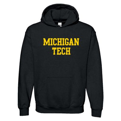 UGP Campus Apparel AH01 - Michigan Tech Huskies Basic Block HOODIE - X-Large - Black
