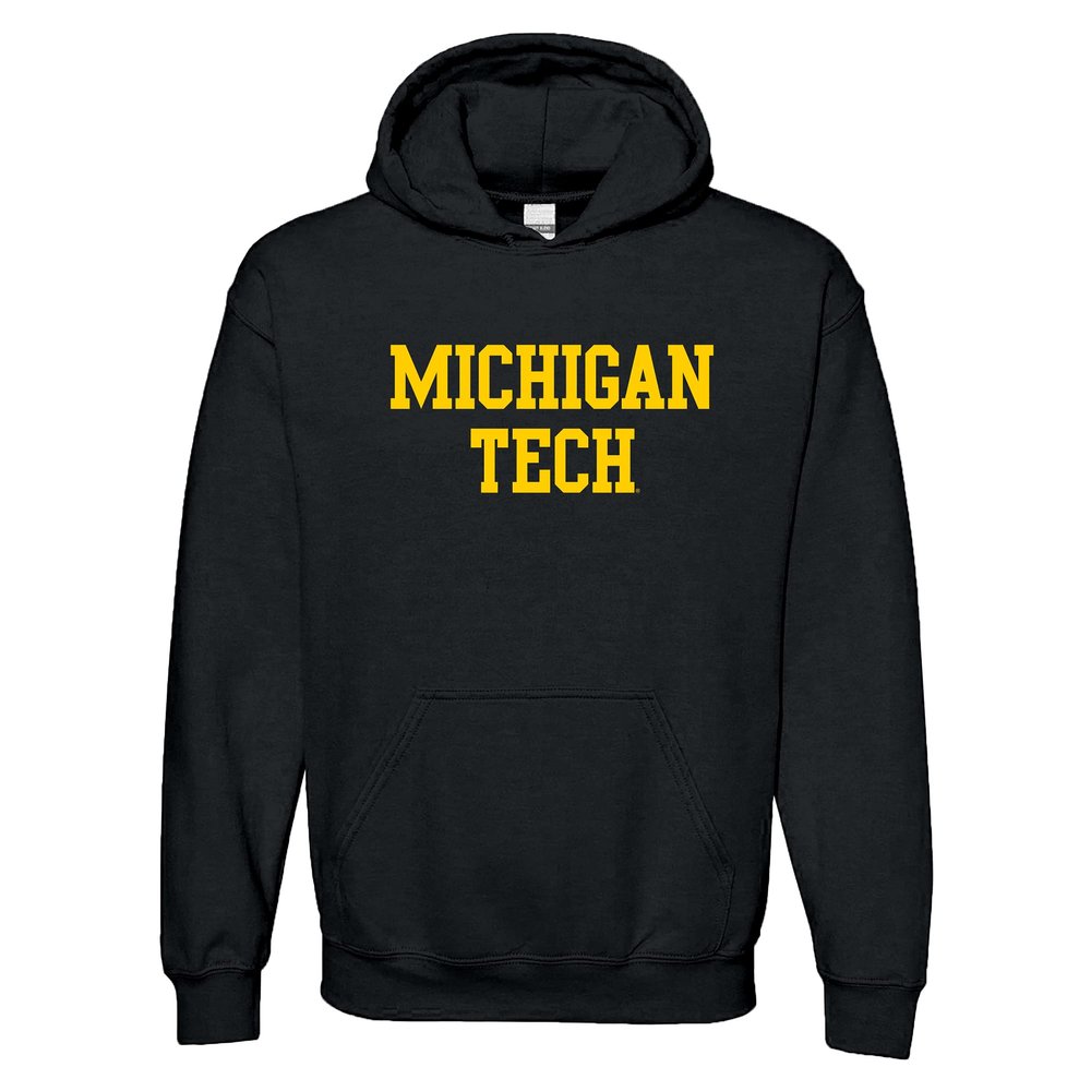 UGP Campus Apparel AH01 - Michigan Tech Huskies Basic Block HOODIE - X-Large - Black