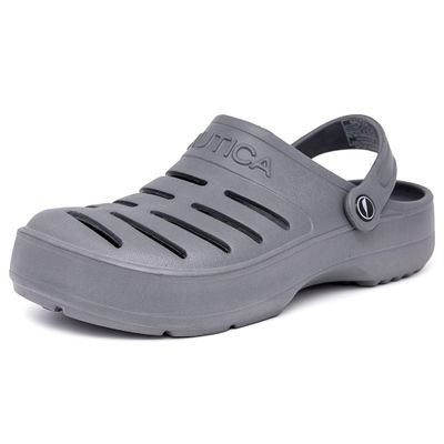 Nautica Men's Clogs - Athletic Sports Sandal - Water Shoes Slip-On with Adjustable Back Strap-River Edge-Grey Size-9