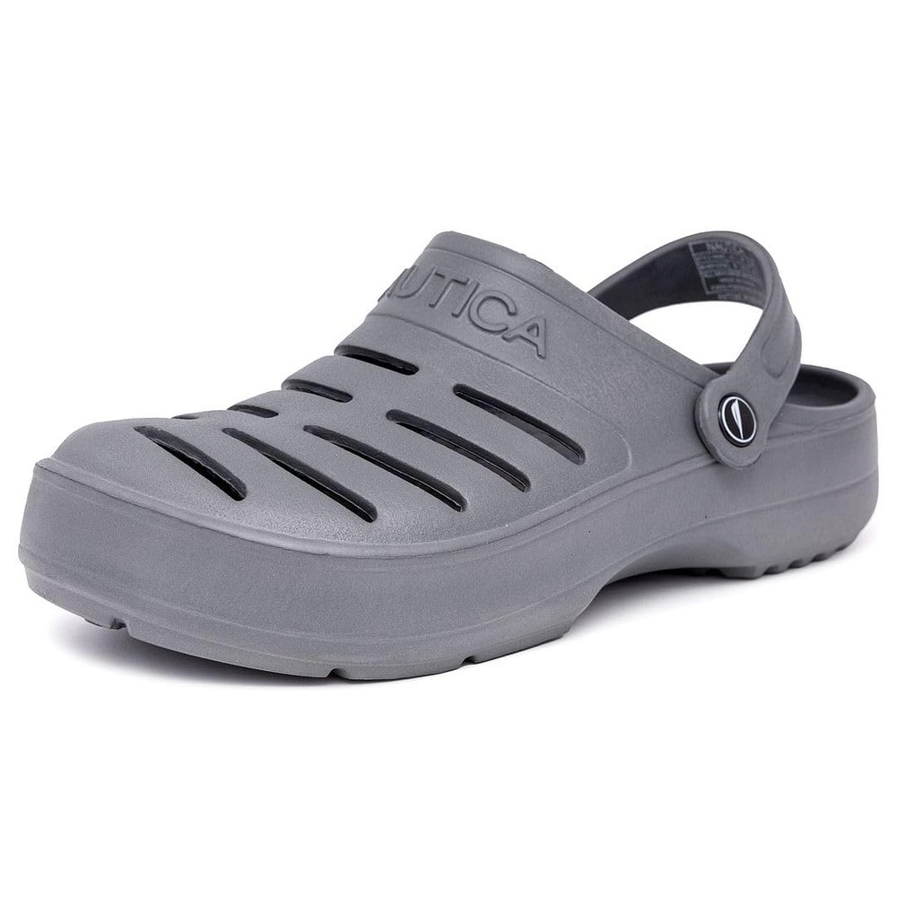 Nautica Men's Clogs - Athletic Sports Sandal - Water Shoes Slip-On with Adjustable Back Strap-River Edge-Grey Size-9
