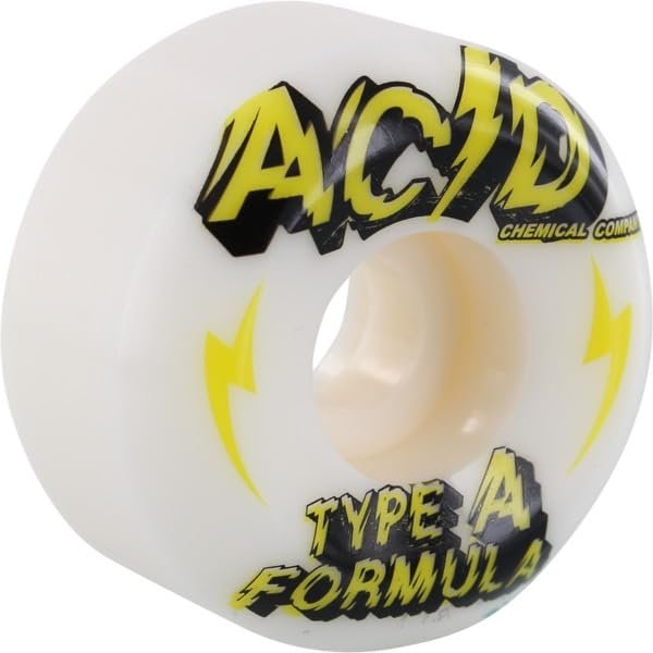 Acid Type A Sidecut Power 54mm 101a White Skateboard Wheels (Set of 4)